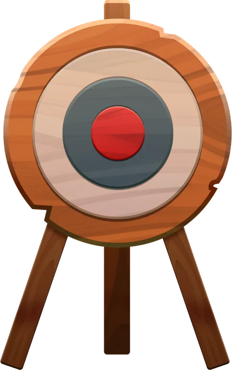 Wooden target on a tripod from the Forest Arrow casino game