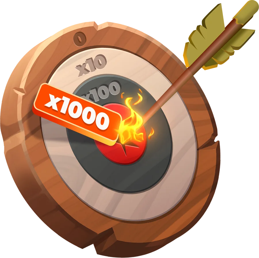 Forest Arrow target with a burning arrow in the x1000 zone